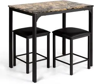 SlickBlue 3 Piece Counter Height Dining Set Faux Marble Table