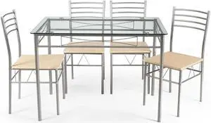 SlickBlue 5 Pieces Dining Set Glass Table and 4 Chairs