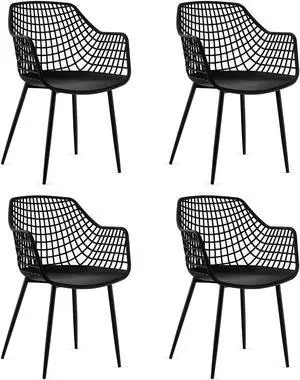 SlickBlue Set of 4 Heavy Duty Modern Dining Chair with Airy Hollow Backrest SlickBlue Set of 4 Heavy Duty Modern Dining Chair with Airy Hollow Backrest