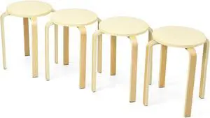 SlickBlue Set of 4 Bentwood Round Stool Stack-able Dining Chairs with Padded Seat