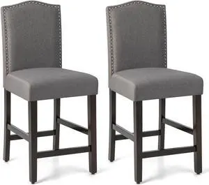 SlickBlue 2 Pcs Fabric Nail Head Counter Height Dining Side Chairs Set