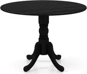 SlickBlue Wooden Dining Table with Round Tabletop and Curved Trestle Legs