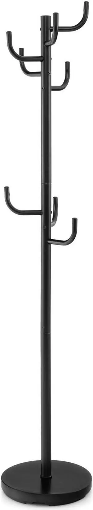 SlickBlue Metal Coat Rack Stand with 8 Sturdy Hooks and Metal Base