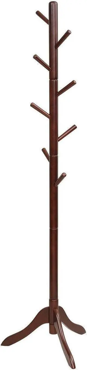 SlickBlue Adjustable Wooden Tree Coat Rack with 8 Hooks
