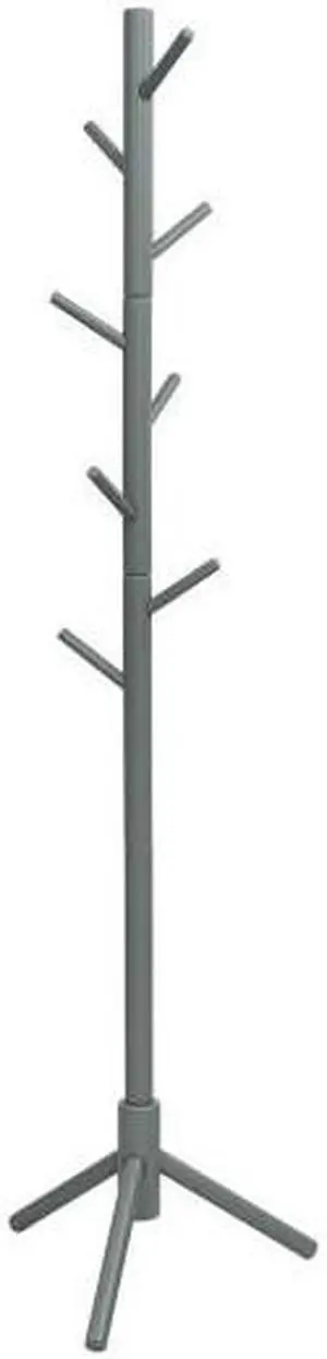 SlickBlue 2 Heights Wooden Coat Rack with 8 Hooks-Gray