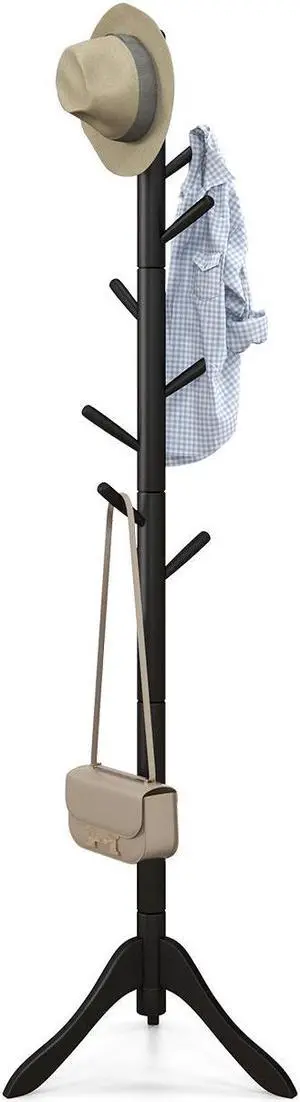SlickBlue Adjustable Wooden Tree Coat Rack with 8 Hooks