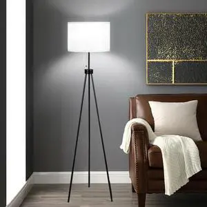 SlickBlue Modern Metal Tripod Floor Lamp with Chain Switch
