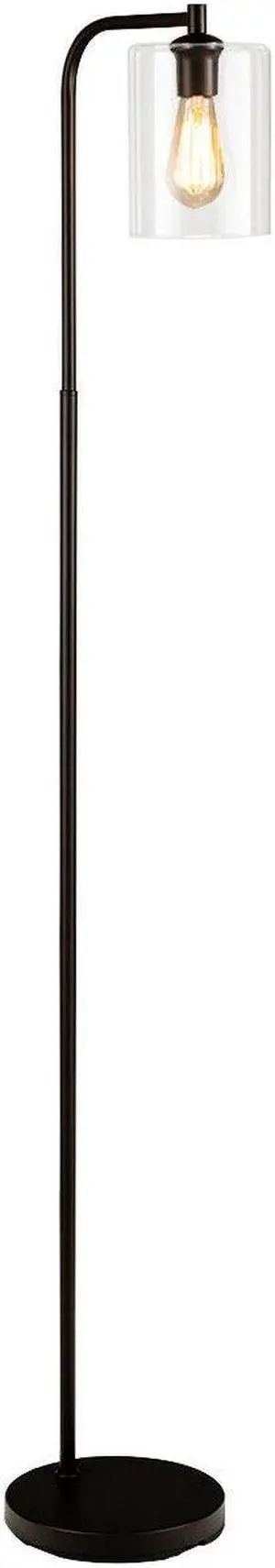 SlickBlue Industrial Floor Lamp with Glass Shade-Black