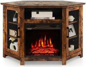 SlickBlue Corner TV Stand with 18 Inch Electric Fireplace for TVs up to 50 Inch