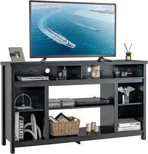 SlickBlue 58 Inch TV Stand Entertainment Console Center with Adjustable Open Shelves-Black