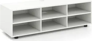 SlickBlue TV Stand for TV up to 55 Inch with 6 Storage Compartments-White