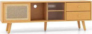 SlickBlue Bamboo TV Stand for TV up to 65 Inch-Natural