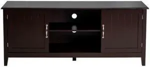 SlickBlue Entertainment Wood TV Stand for Up to 65 Inches Flat Screen with Storage Cabinets-Brown