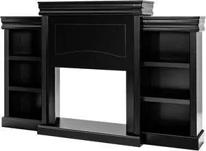 SlickBlue 70 Inch Modern Fireplace Media Entertainment Center with Bookcase