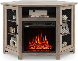 SlickBlue Corner TV Stand with 18 Inch Electric Fireplace for TVs up to 50 Inch