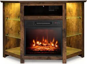 SlickBlue Fireplace Corner TV Stand with LED Lights and Smart Control