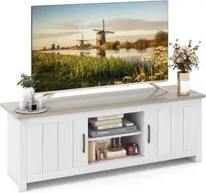 SlickBlue TV Stand with 2 Cabinets and Open Shelves for TVs up to 65 Inch