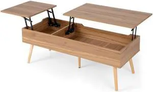 SlickBlue 47 Inch Lift Top Coffee Table with 2 Hidden Compartments-Brown