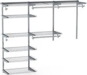 SlickBlue Adjustable Closet Organizer Kit with Shelves and Hanging Rods for 4 to 6 Feet
