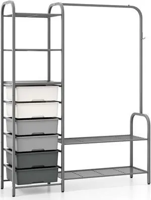 SlickBlue Free Standing Closet Organizer with Removable Drawers and Shelves-Gray