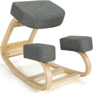 SlickBlue Ergonomic Kneeling Chair Rocking Office Desk Stool Upright Posture-Gray