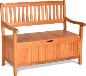 SlickBlue 33 Gallon Wooden Storage Bench with Liner for Patio Garden Porch