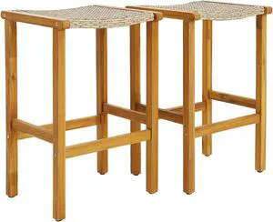 SlickBlue Patio Wood Bar Stools Set of 2-2Pieces