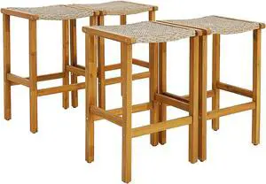 SlickBlue Patio Wood Bar Stools Set of 4-4 Pieces