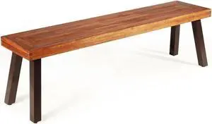 SlickBlue Patio Acacia Wood Dining Bench Seat with Steel Legs