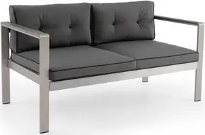 SlickBlue Contemporary 2-Person Sofa Chair with WPC Armrests for Balcony Backyard Porch