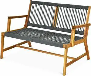 SlickBlue 2-Person Acacia Wood Yard Bench for Balcony and Patio