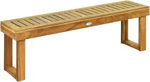 SlickBlue 52 Inch Acacia Wood Dining Bench with Slatted Seat
