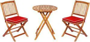 SlickBlue 3 Pieces Patio Folding Bistro Set with Padded Cushion and Round Coffee Table