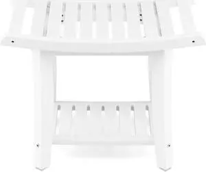 2-Tier HDPE Heavy Duty Shower Bench with Handle and Storage Shelf