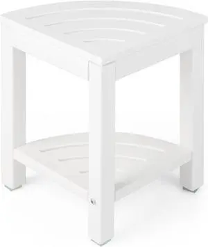 SlickBlue Heavy Duty Corner Shower Bench Stool with Storage Shelf for Shaving Legs