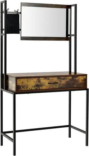 SlickBlue Industrial Vanity Table with 3-Height Adjustable Mirror Bag