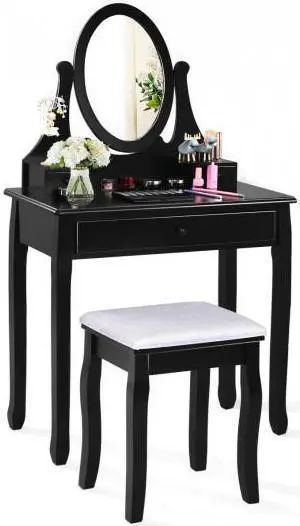 SlickBlue Bathroom Vanity Wooden Makeup Dressing Table Stool Set