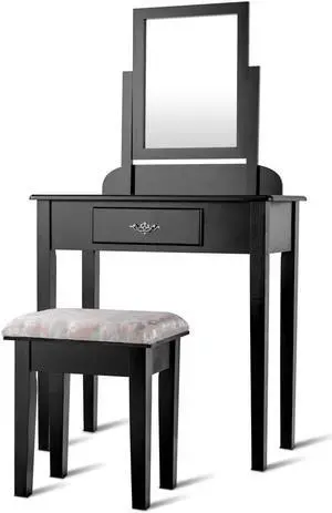 SlickBlue Vanity Dressing Table Stool Set with Large Makeup Mirror