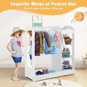 SlickBlue Kids Dress Up Storage with Mirror-White