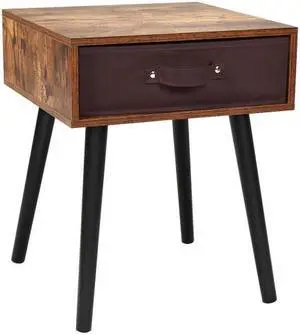 SlickBlue Mid-Century End Accent Bedside Table-Brown