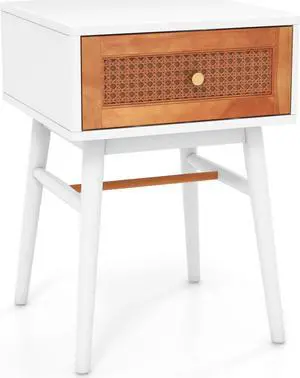 SlickBlue 1-Drawer Modern Bedside Table with Solid Wood Legs