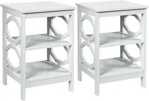 SlickBlue 2 Pieces 3-tier Nightstand Sofa Side End Accent Table Storage Display Shelf