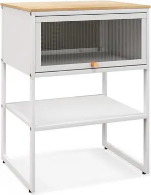 SlickBlue Nightstand with Flip up Door Storage Shelf