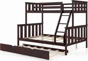 SlickBlue 3-in-1 Twin Over Full Bunk Bed with Trundle and Ladder
