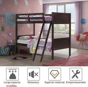 SlickBlue Twin Size Wooden Bunk Beds Convertible 2 Individual Beds