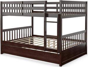 SlickBlue Full over Full Bunk Bed Platform Wood Bed with Ladder