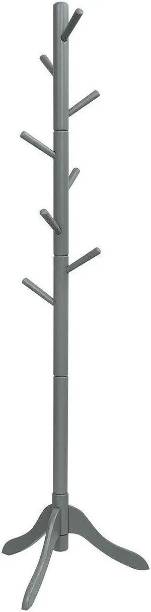 SlickBlue Adjustable Wooden Tree Coat Rack with 8 Hooks-Gray
