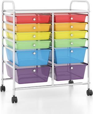 SlickBlue 12 Drawers Rolling Cart Storage Scrapbook Paper Organizer Bins-Multicolor