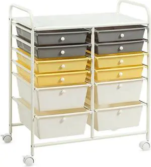 SlickBlue 12 Drawers Rolling Cart Storage Scrapbook Paper Organizer Bins