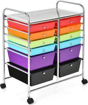 SlickBlue 12 Drawers Rolling Cart Storage Scrapbook Paper Organizer Bins